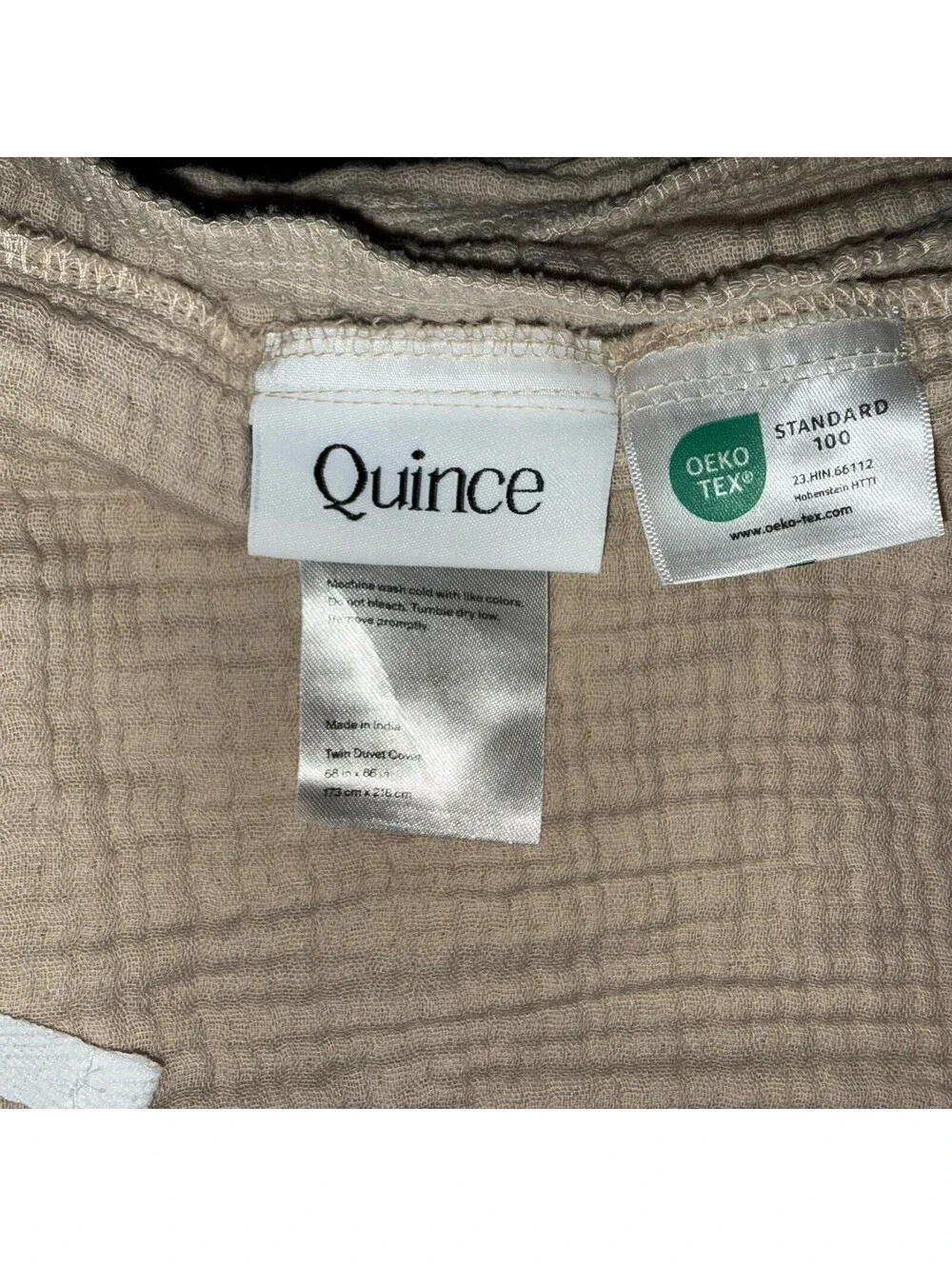 Quince Organic Cotton Airy Gauze Dune Duvet Cover Twin